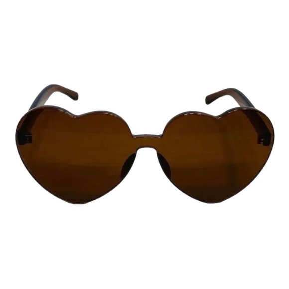 Accessories - B19-3: BROWN Acrylic Heart Sunglasses